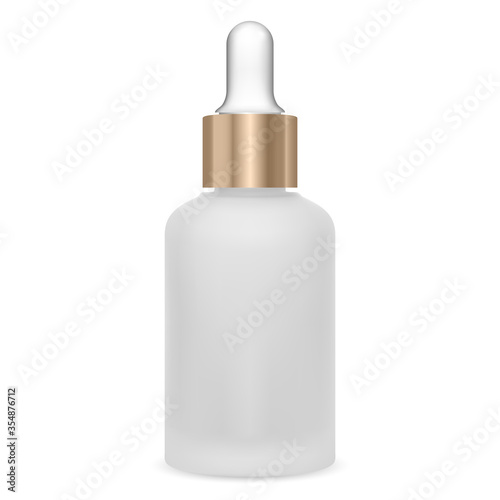 Serum dropper bottle. Cosmetic oil vial mockup. Medical collagen container blank