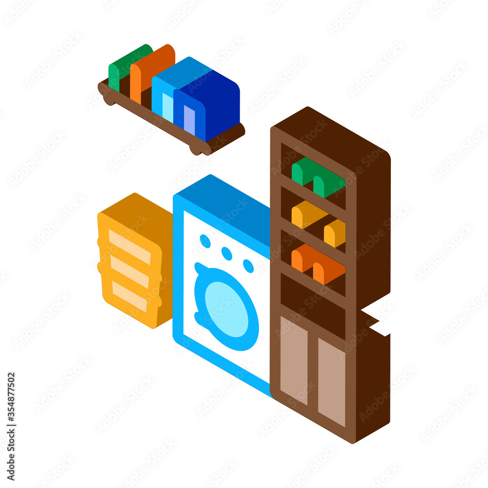 Fototapeta premium Laundry Icon Vector. Isometric Laundry sign. color isolated symbol illustration