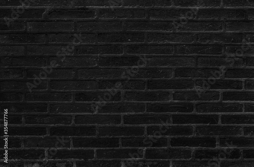 Old black bricks wall with brick textured vintage retro style for seamless background and texture.