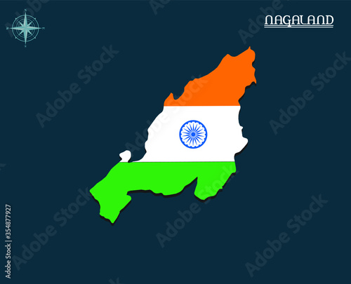 Modern map of NAGALAND with india flag, india state map NAGALAND, indian state infographics