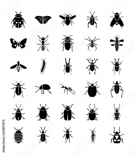 Insects Glyph Icons Pack 