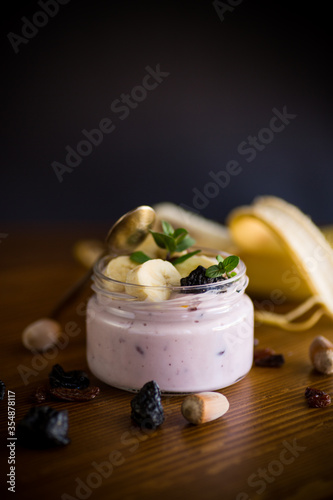 home sweet banana yogurt in a glass jar