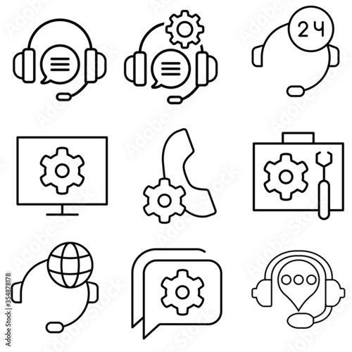 support service icon vector set. hotline customer advic illustration sign collection. call center help symbol. 