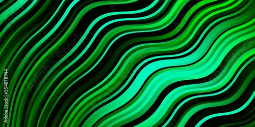 Dark Green vector backdrop with curves. Illustration in abstract style with gradient curved.  Pattern for booklets  leaflets.