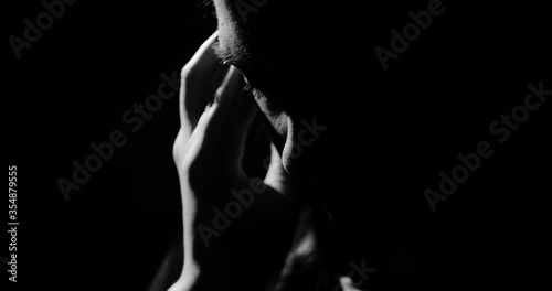 Girl has a headache, a mental disorder, close up, abstraction