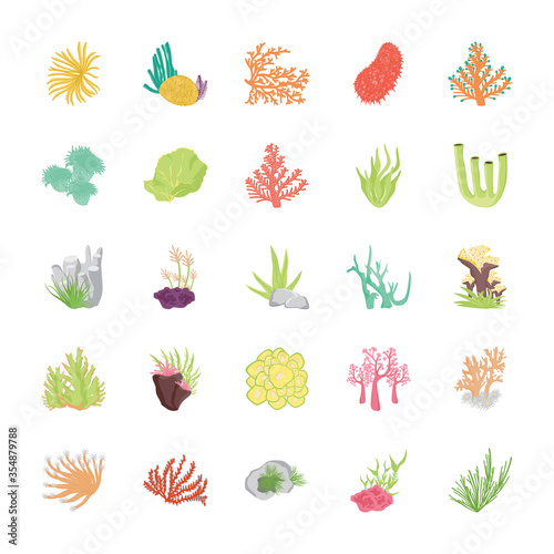 Coral Reef Flat Vector Icons  photo