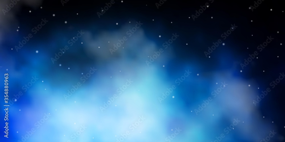 Dark BLUE vector texture with beautiful stars. Shining colorful illustration with small and big stars. Best design for your ad, poster, banner.