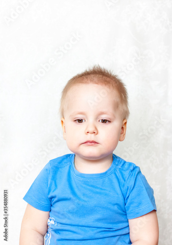 Portrait of a boy. The child's emotions. Emotionally and beautifully. Expressive look.