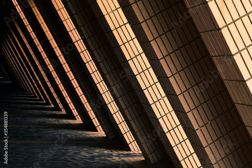 abstract light and shade on walkway in hong kong