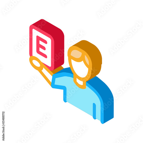 Man Show Letter Icon Vector. Isometric Man Show Letter sign. color isolated symbol illustration