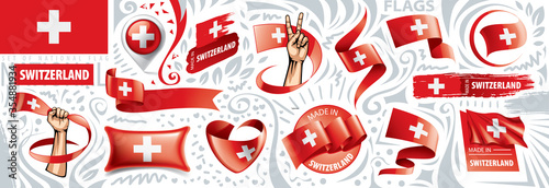 Vector set of the national flag of Switzerland in various creative designs