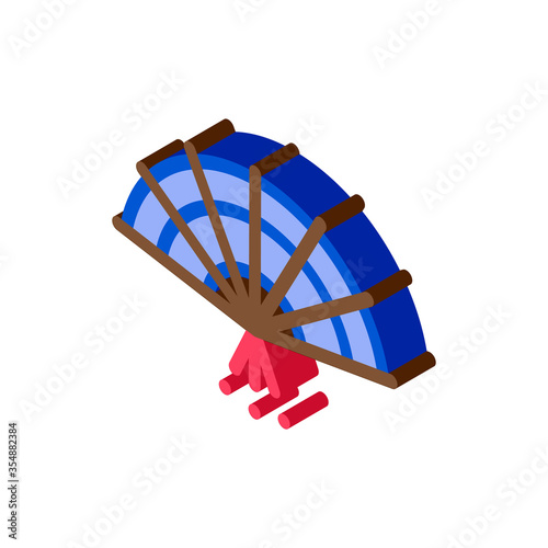South Korea Fan Icon Vector. Isometric South Korea Fan sign. color isolated symbol illustration