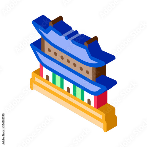 Korean Building Icon Vector. Isometric Korean Building sign. color isolated symbol illustration