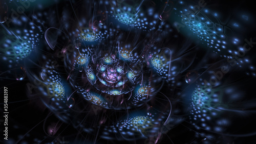 Abstract exotic blue flower. Fantasy fractal composition. Psychedelic digital art. 3D rendering. © Klavdiya Krinichnaya