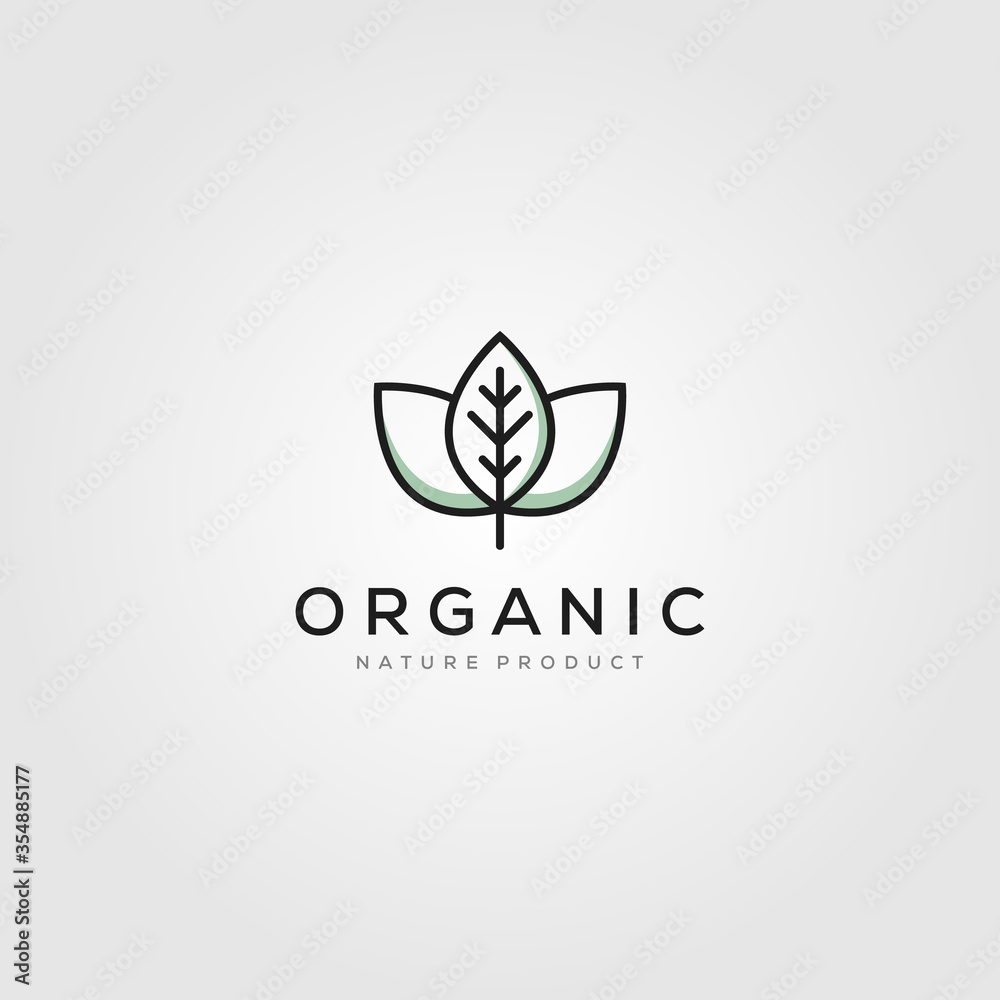 line art leaf organic logo minimalist vector illustration design