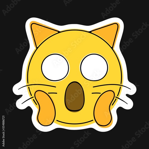 Weary Cat Face. Hand drawn emoji