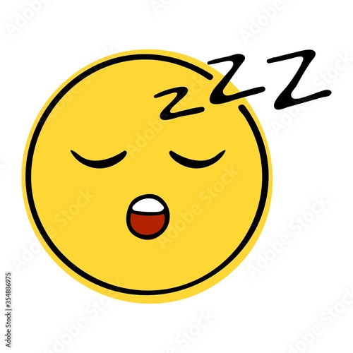 Sleeping Face Doodle Emoji. Vector illustration