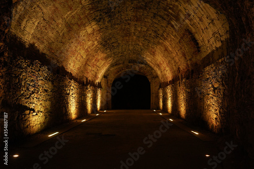 underground inside the city walls of Lucca, Italy. Warm light, place without people