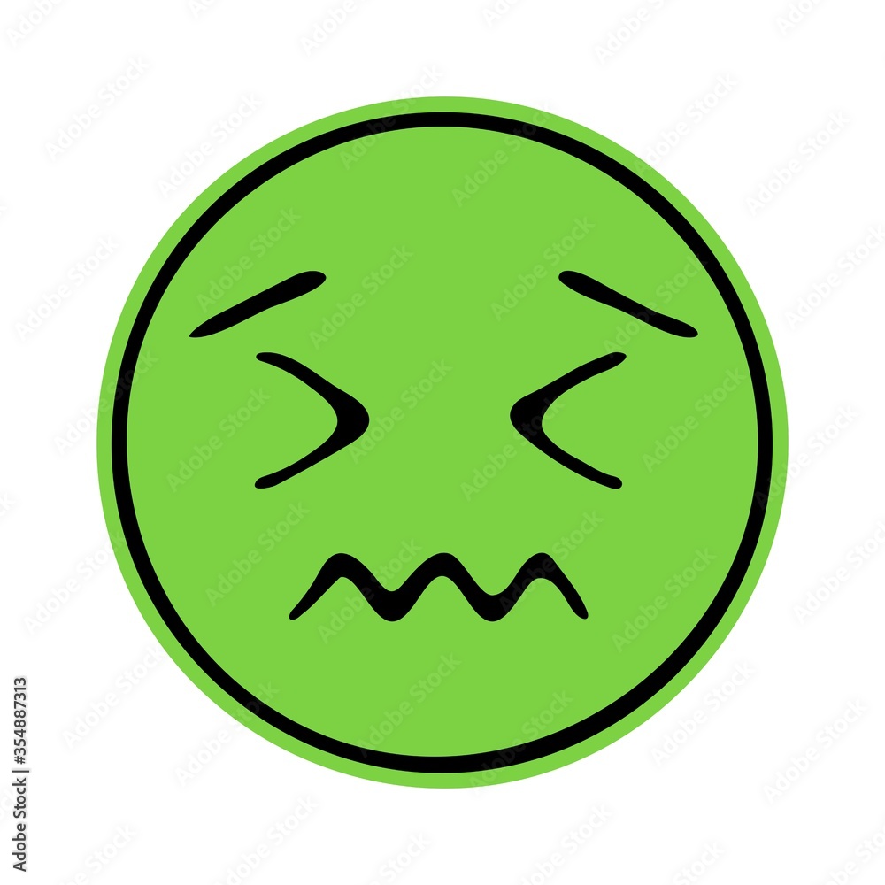 Nauseated Face Doodle Emoji. Vector illustration Nauseated Face Doodle Emoji. Vector illustration