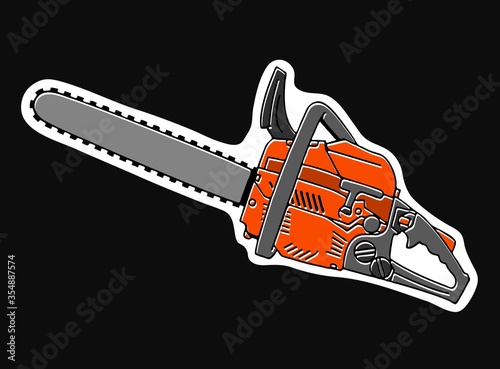 Vector illustration of chainsaw on black background