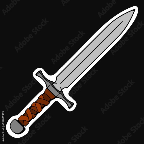 Vector illustration of dagger on black background