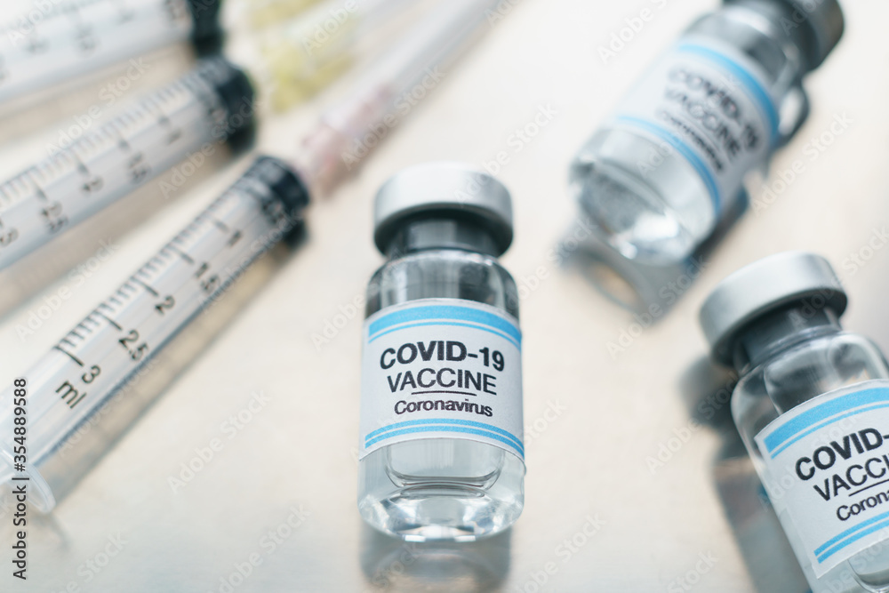 Needles and syringes in the tray for prevention and treatment from corona virus infection (Covid-19). Needles and syringes in the tray for prevention and treatment from corona virus infection (Covid-19).