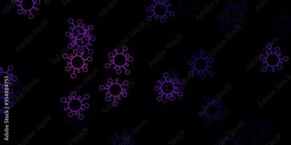 Dark purple vector pattern with coronavirus elements. Dark purple vector pattern with coronavirus elements.