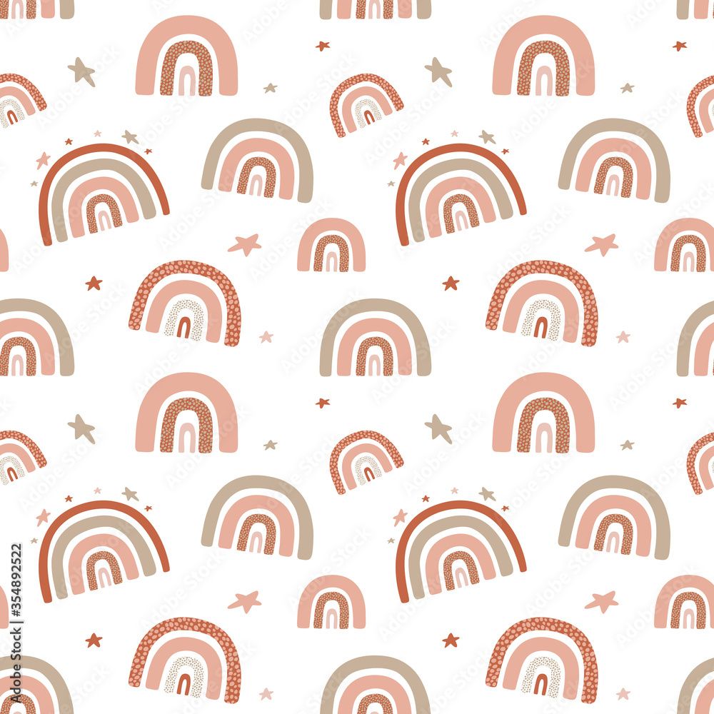 seamless background with delicate stylish rainbows