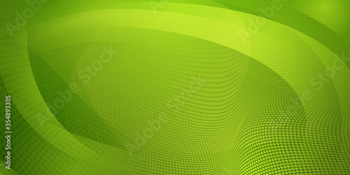 Abstract background made of halftone dots and curved lines in green colors