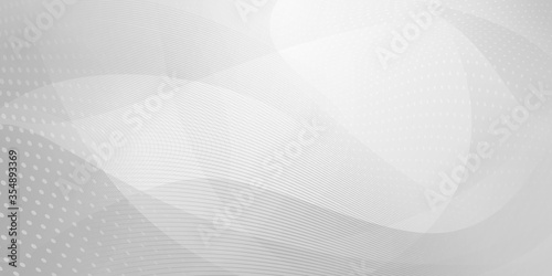 Abstract background made of halftone dots and curved lines in white and gray colors