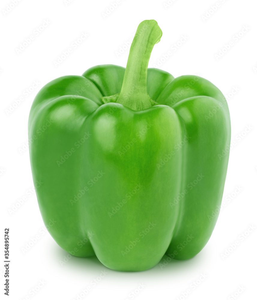 Fresh whole green Bell pepper isolated on a white background. Fresh whole green Bell pepper isolated on a white background.