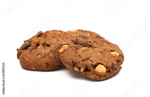 chocolate cookies with nuts isolated