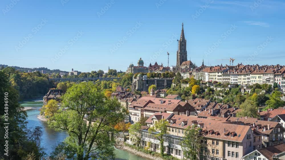 Aerial view of Bern old city by the Aare river in Switzerland Aerial view of Bern old city by the Aare river in Switzerland