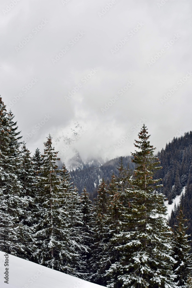 snowy mountain with beautiful clouds at high altitude 