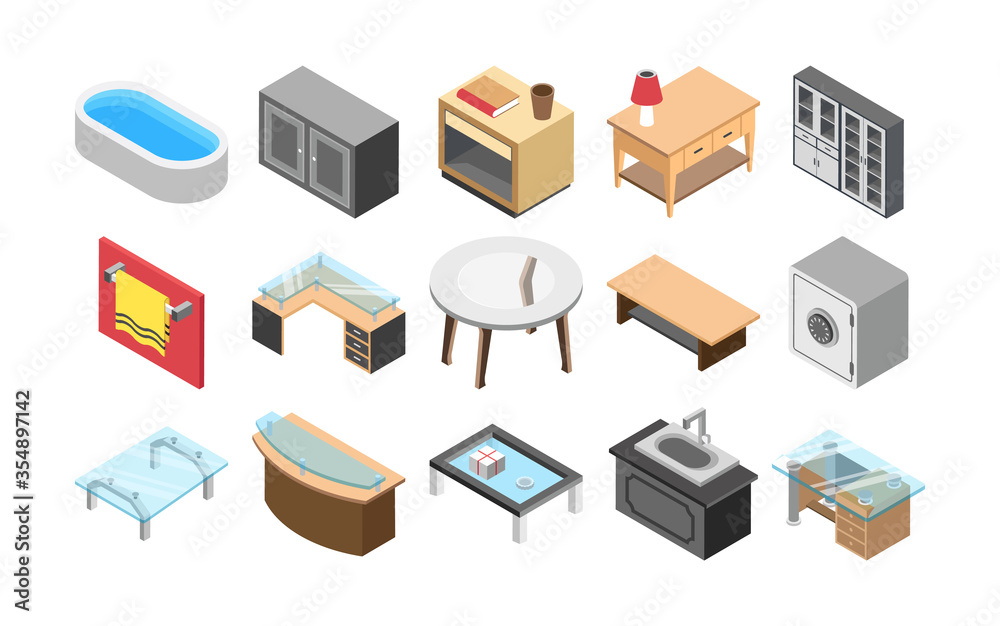 
Furniture and Interiors Flat Icons 
