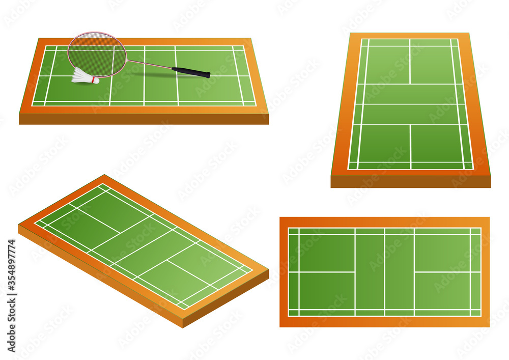 Badminton field with multiple viewing angles Badminton field with multiple viewing angles