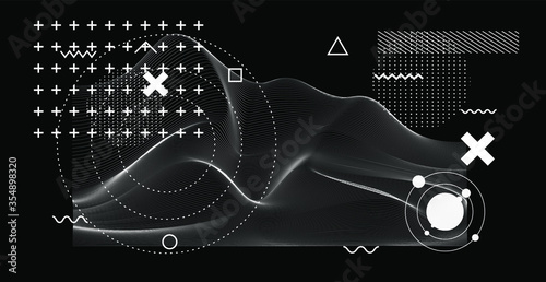 Abstract black and white glitched generative art background with geometric composition. Conceptual sci-fi illustration of high-tech/ cyberpunk technologies of future/ virtual reality.