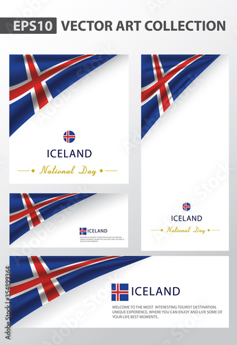 ICELAND Colors Background Collection, ICELANDIC National Flag (Vector Art) 