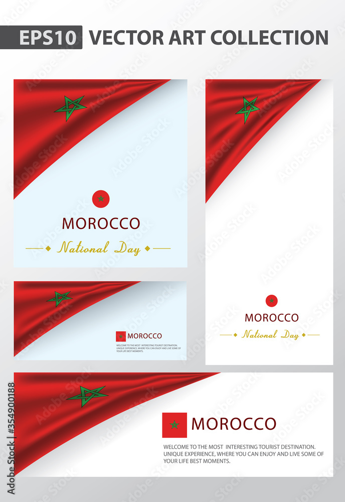 MOROCCO Colors Background Collection, MOROCCAN National Flag (Vector Art)
