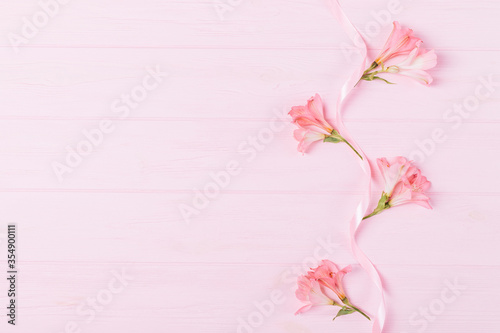 Floral flat lay composition of beautiful buds