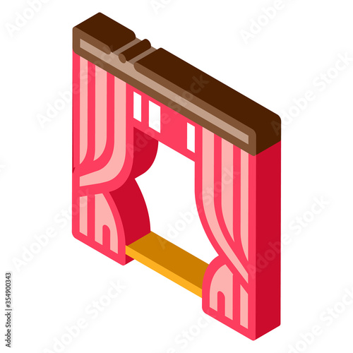 Theatrical Curtain Icon Vector. Isometric Theatrical Curtain Sign. Color Isolated Symbol Illustration