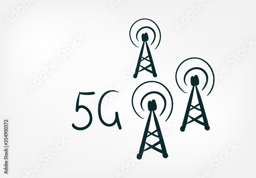 5g concept vector isolated doodle sketch line words