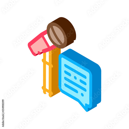 Replica Talking in Microphone Icon Vector. Isometric Replica Talking in Microphone Sign. Color Isolated Symbol Illustration