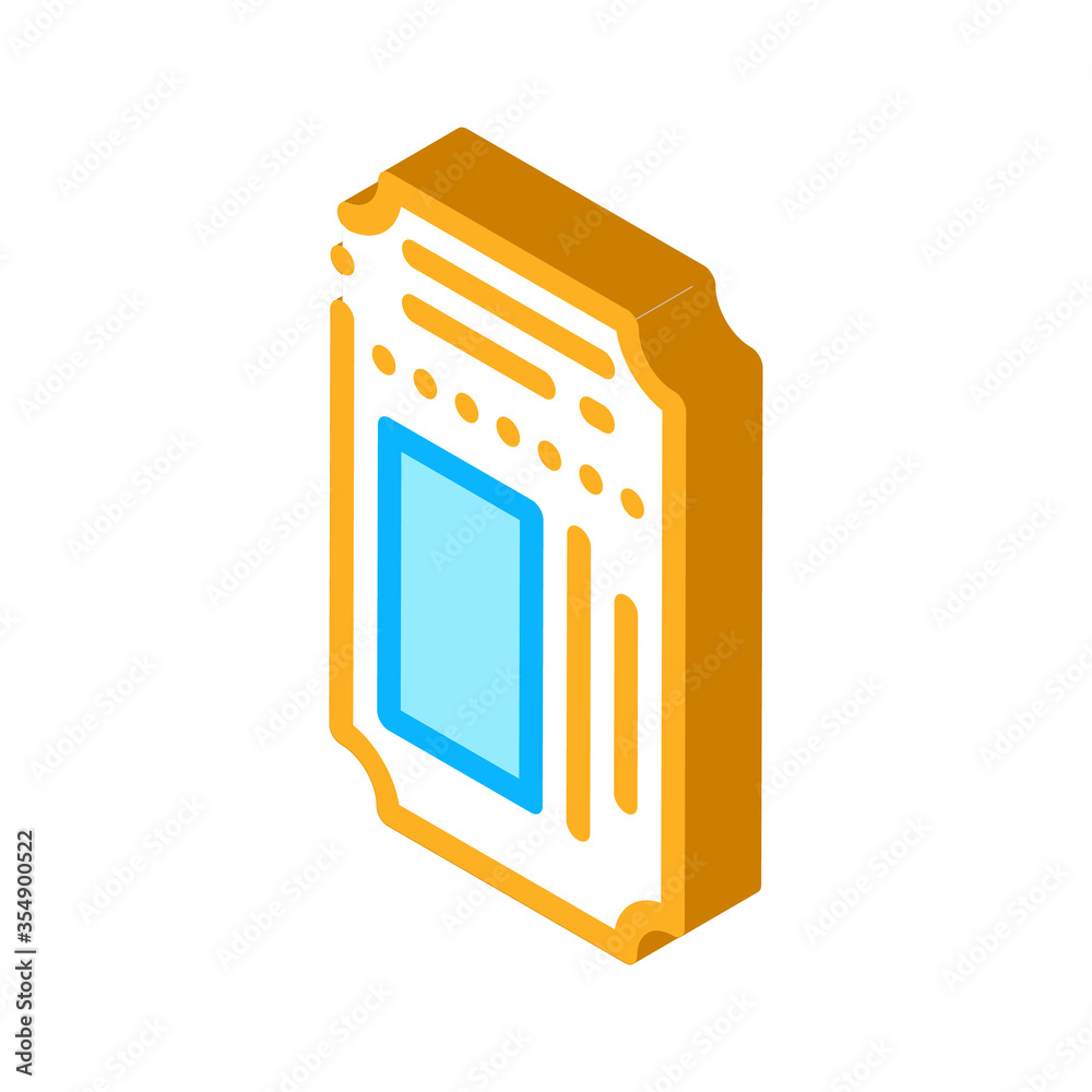 Theater Ticket Icon Vector. Isometric Theater Ticket Sign. Color Isolated Symbol Illustration Theater Ticket Icon Vector. Isometric Theater Ticket Sign. Color Isolated Symbol Illustration