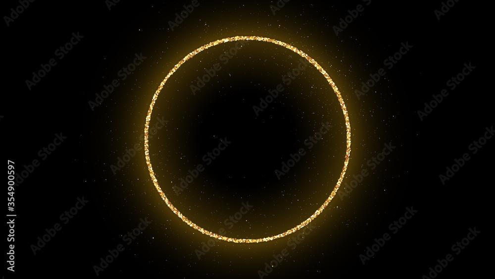 Fototapeta premium Golden circle frame with glitter