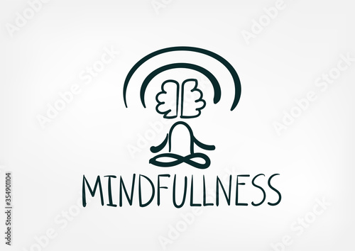 mindfullness concept vector isolated doodle sketch line words