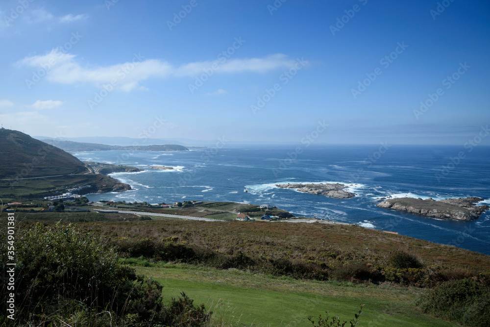 Views of the Atlantic sea from Monte de San Pedro in La Coruña, Galica, Spain, Europe.