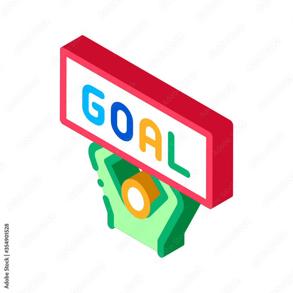 Man with Sign Goal Icon Vector. Isometric Man with Sign Goal Sign. Color Isolated Symbol Illustration Man with Sign Goal Icon Vector. Isometric Man with Sign Goal Sign. Color Isolated Symbol Illustration