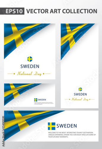 SWEDEN National Colors -Collection- , SWEDISH National Flag (Vector Art)
