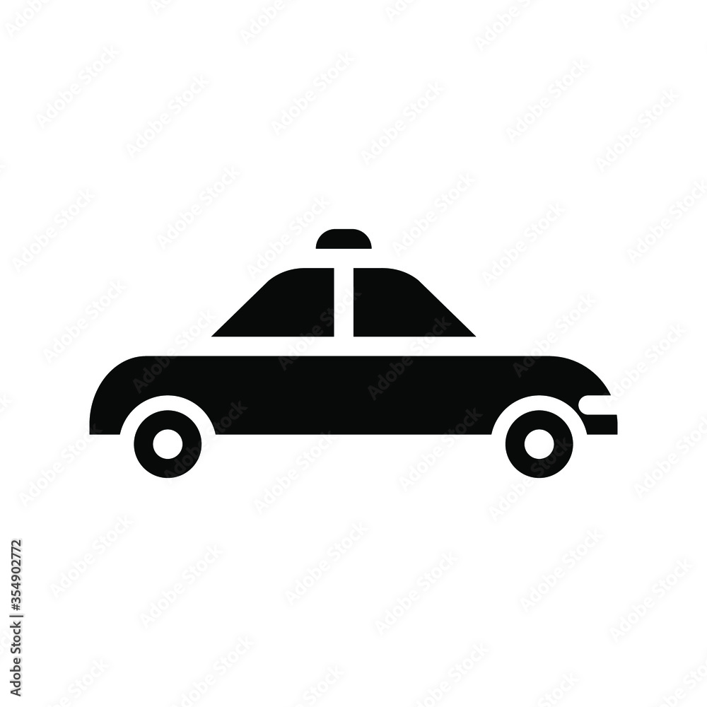 Taxi icon on isolated white background, Taxi glyph icon, Solid vector sign, Glyph style pictogram isolated on white. Taxi icon vector illustration